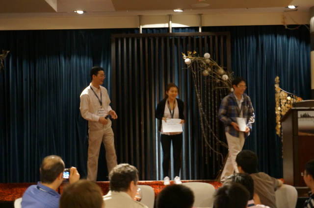 Dr Xueyan TANG (Program Chair of 18th IEEE ICPADS 2012), Jiang, and Kaishun at the award presentation ceremony