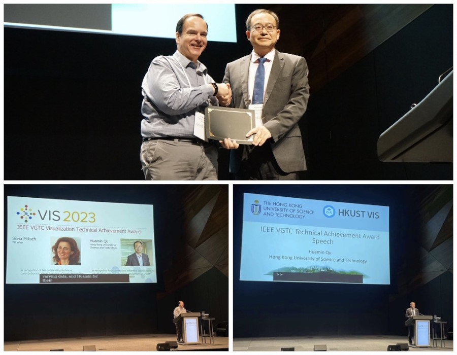 Prof. Huamin Qu was awarded 2023 VGTC Visualization Technical Achievement Award and gave a speech during the ceremony