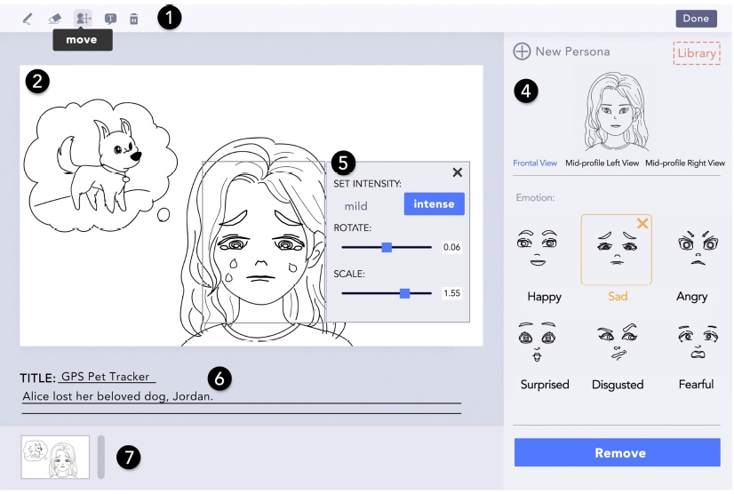 Teaser image of EmoG: Supporting the Sketching of Emotional Expressions for Storyboarding