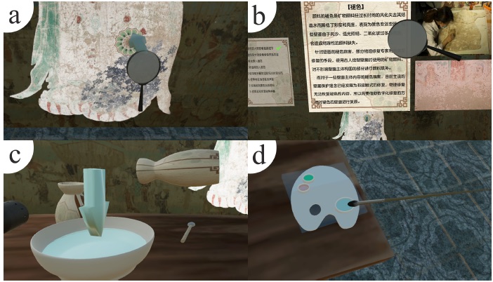 Teaser image of RestoreVR: Generating Embodied Knowledge and Situated Experience of Dunhuang Mural Conservation via Interactive Virtual Reality